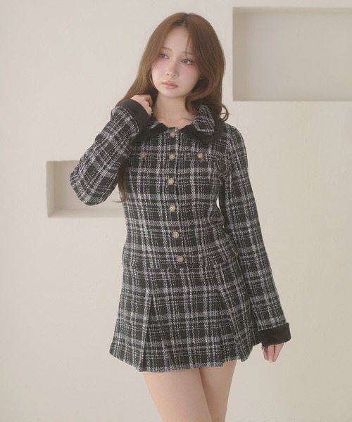 Ambre Neige(アンブルネージュ)の「tweed tuck pleats mini one-piece / ツイードタックプリーツミニワンピース(ワンピース・レディース・ブラック/オフホワイト・FREE)」の19枚目の写真