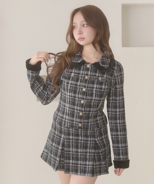 Ambre Neige(アンブルネージュ)の「tweed tuck pleats mini one-piece / ツイードタックプリーツミニワンピース(ワンピース・レディース・ブラック/オフホワイト・FREE)」の20枚目の写真
