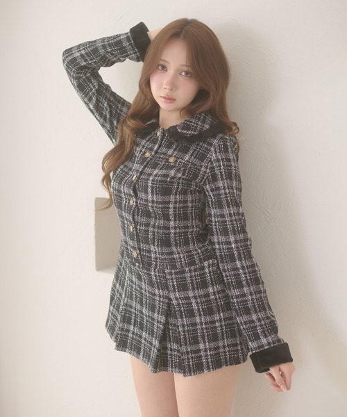Ambre Neige(アンブルネージュ)の「tweed tuck pleats mini one-piece / ツイードタックプリーツミニワンピース(ワンピース・レディース・ブラック/オフホワイト・FREE)」の22枚目の写真