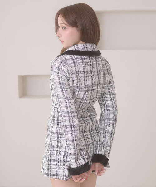 Ambre Neige(アンブルネージュ)の「tweed tuck pleats mini one-piece / ツイードタックプリーツミニワンピース(ワンピース・レディース・ブラック/オフホワイト・FREE)」の7枚目の写真