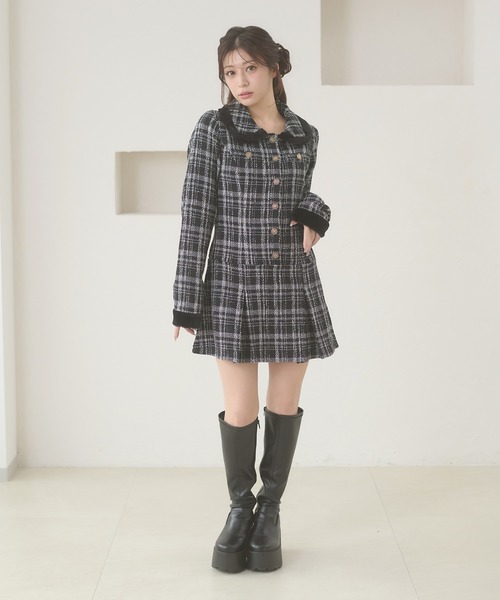 Ambre Neige(アンブルネージュ)の「tweed tuck pleats mini one-piece / ツイードタックプリーツミニワンピース(ワンピース・レディース・ブラック/オフホワイト・FREE)」の17枚目の写真