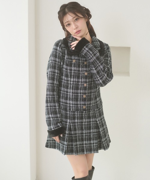 Ambre Neige(アンブルネージュ)の「tweed tuck pleats mini one-piece / ツイードタックプリーツミニワンピース(ワンピース・レディース・ブラック/オフホワイト・FREE)」の13枚目の写真
