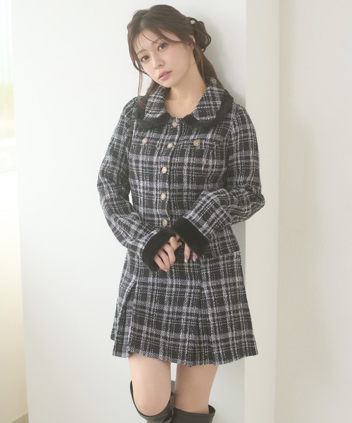 Ambre Neige(アンブルネージュ)の「tweed tuck pleats mini one-piece / ツイードタックプリーツミニワンピース(ワンピース・レディース・ブラック/オフホワイト・FREE)」の14枚目の写真