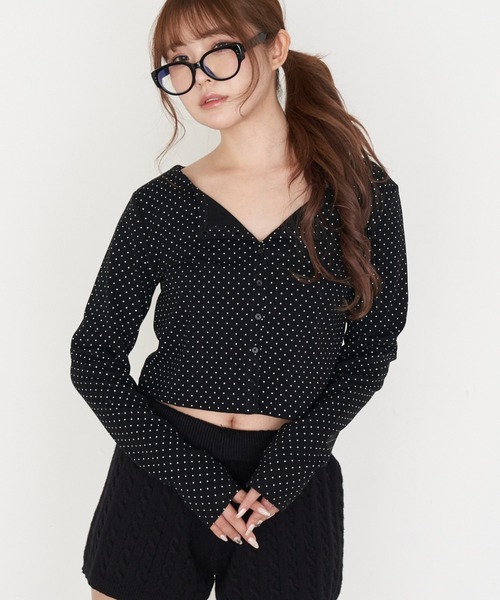 RAY CASSIN(レイカズン)の「キャミセットコンパクトカーディガン(カーディガン/ボレロ・レディース・アイボリー/ブラック系その他2/ホワイト系その他2/グレー系その他2・FREE)」の3枚目の写真