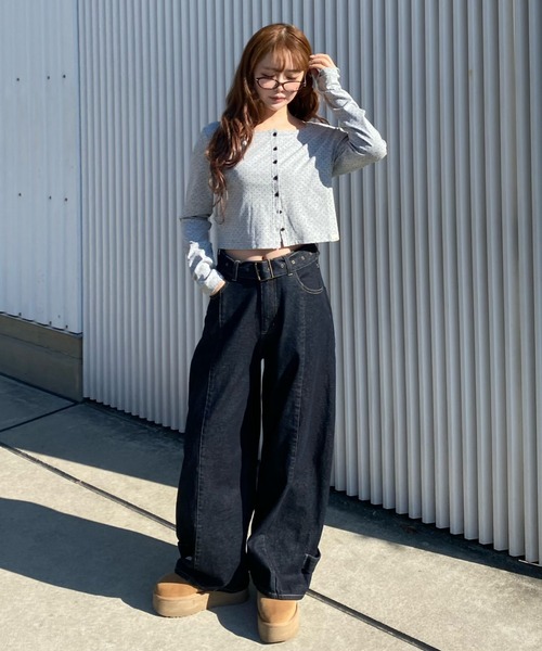 RAY CASSIN(レイカズン)の「キャミセットコンパクトカーディガン(カーディガン/ボレロ・レディース・アイボリー/ブラック系その他2/ホワイト系その他2/グレー系その他2・FREE)」の7枚目の写真