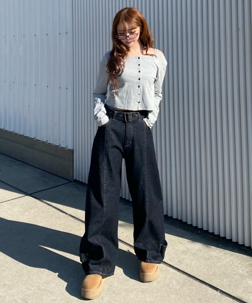 RAY CASSIN(レイカズン)の「キャミセットコンパクトカーディガン(カーディガン/ボレロ・レディース・アイボリー/ブラック系その他2/ホワイト系その他2/グレー系その他2・FREE)」の8枚目の写真