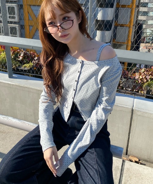 RAY CASSIN(レイカズン)の「キャミセットコンパクトカーディガン(カーディガン/ボレロ・レディース・アイボリー/ブラック系その他2/ホワイト系その他2/グレー系その他2・FREE)」の5枚目の写真