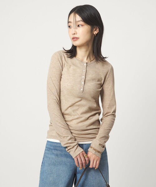 PROTAGONISTA（プロタゴニスタ）の「【別注】＜PROTAGONISTA＞ヘンリーネック ロングスリーブ Tシャツ（Tシャツ/カットソー・レディース・グレー/ライトブルー/ベージュ・FREE）」の10枚目の写真