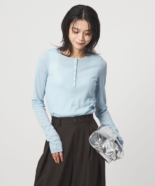 PROTAGONISTA（プロタゴニスタ）の「【別注】＜PROTAGONISTA＞ヘンリーネック ロングスリーブ Tシャツ（Tシャツ/カットソー・レディース・グレー/ライトブルー/ベージュ・FREE）」の18枚目の写真