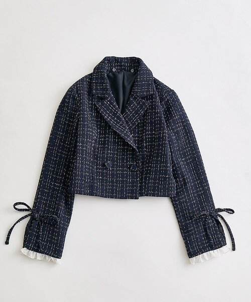 OLIVE des OLIVE（オリーブデオリーブ）の「レース衿ショート丈テーラードジャケット（テーラードジャケット・レディース・ブラウン/ネイビー/グレー・FREE）」の7枚目の写真