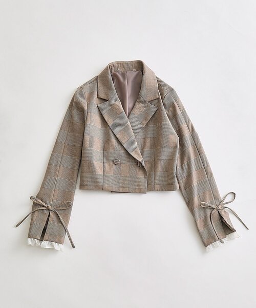 OLIVE des OLIVE（オリーブデオリーブ）の「レース衿ショート丈テーラードジャケット（テーラードジャケット・レディース・ブラウン/ネイビー/グレー・FREE）」の6枚目の写真