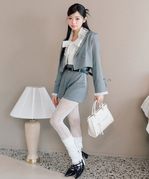 OLIVE des OLIVE（オリーブデオリーブ）の「【セットアップ対応/レース取り外し可】レース衿ショート丈テーラードジャケット（テーラードジャケット・レディース・ブラウン/ネイビー/グレー・FREE）」の16枚目の写真