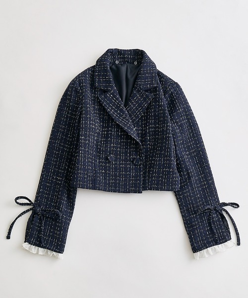 OLIVE des OLIVE（オリーブデオリーブ）の「レース衿ショート丈テーラードジャケット（テーラードジャケット・レディース・ブラウン/ネイビー/グレー・FREE）」の5枚目の写真