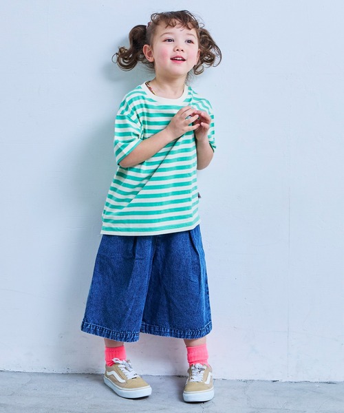 MARKEY'S(マーキーズ)の「デニムオーバーサイズタックキュロットパンツ(その他パンツ・キッズ・ネイビー/ライトブルー・S/M/L/LL)」の8枚目の写真