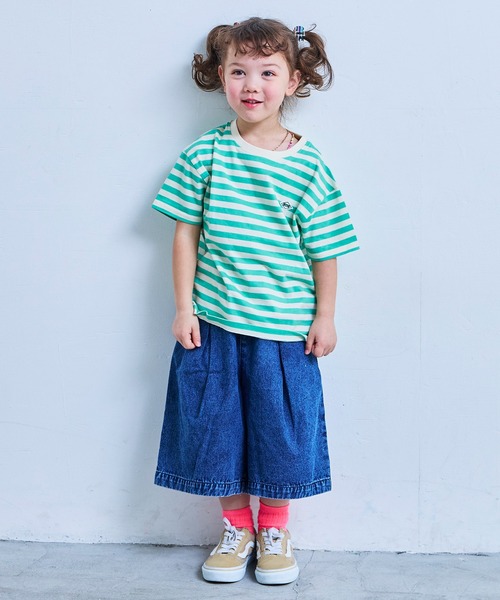 MARKEY'S(マーキーズ)の「デニムオーバーサイズタックキュロットパンツ(その他パンツ・キッズ・ネイビー/ライトブルー・S/M/L/LL)」の9枚目の写真