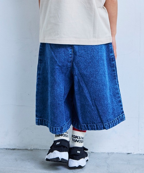 MARKEY'S(マーキーズ)の「デニムオーバーサイズタックキュロットパンツ(その他パンツ・キッズ・ネイビー/ライトブルー・S/M/L/LL)」の12枚目の写真