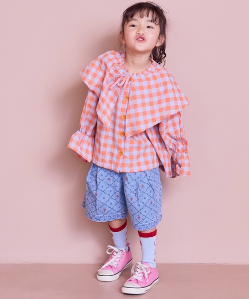 MARKEY'S(マーキーズ)の「デニムオーバーサイズタックキュロットパンツ(その他パンツ・キッズ・ネイビー/ライトブルー・S/M/L/LL)」の13枚目の写真