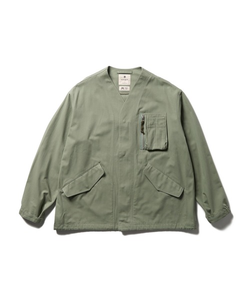 Snow Peak（スノーピーク）の「Snow Peak / TAKIBI Herringbone Collarless Jacket ヘリンボーンノーカラージャケット（ノーカラージャケット・メンズ・ホワイト/ブラック/アーミー・XL/L/M/S）」の17枚目の写真