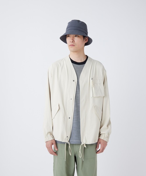 Snow Peak（スノーピーク）の「Snow Peak / TAKIBI Herringbone Collarless Jacket ヘリンボーンノーカラージャケット（ノーカラージャケット・メンズ・ホワイト/ブラック/アーミー・XL/L/M/S）」の4枚目の写真