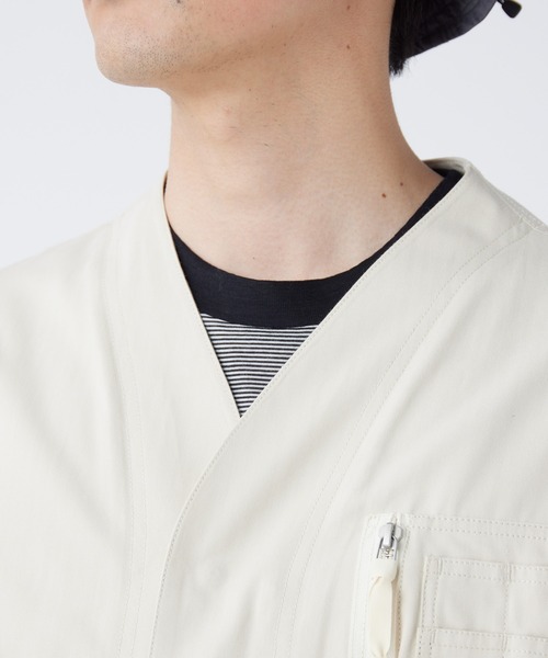 Snow Peak（スノーピーク）の「Snow Peak / TAKIBI Herringbone Collarless Jacket ヘリンボーンノーカラージャケット（ノーカラージャケット・メンズ・ホワイト/ブラック/アーミー・XL/L/M/S）」の10枚目の写真