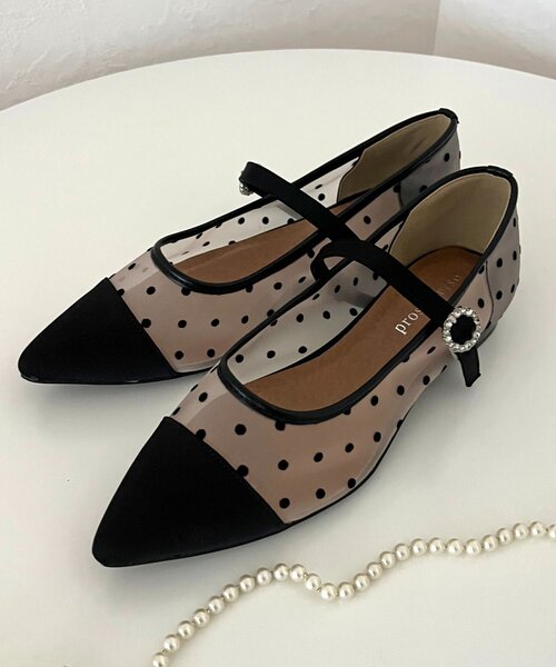 prose verse（プロズヴェール）の「シアードットビジューストラップパンプス（パンプス・レディース・ブラック/ライトベージュ・MEDIUM/X-LARGE/LARGE/SMALL）」の5枚目の写真