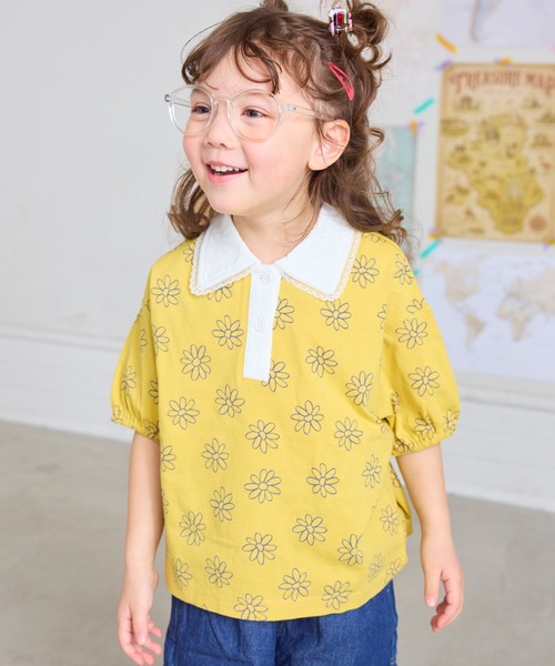 LSP WOW（エルエスピーワオ）の「【LSP WOW!】ポロ襟付き半袖Tee（Tシャツ/カットソー・キッズ・イエロー/パープル/ネイビー/ブラウン・130/120/110/100/95/90/80）」の4枚目の写真