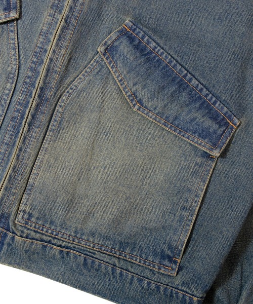 JACKROSE(ジャックローズ)の「JE-エリ切替・デニムフライトJKT(デニムジャケット・メンズ・ブラック系/インディゴブルー・M/L)」の8枚目の写真