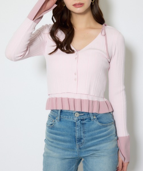 セール】ペプラムキャミセットニットカーディガン 春服（ニット