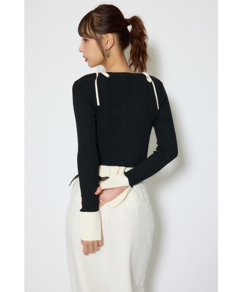 rienda(リエンダ)の「ペプラムキャミセットニットカーディガン 春服(ニット/セーター・レディース・ライトピンク/ブラック/イエロー・FREE)」の6枚目の写真