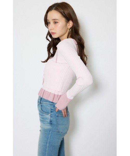 rienda(リエンダ)の「ペプラムキャミセットニットカーディガン 春服(ニット/セーター・レディース・ライトピンク/ブラック/イエロー・FREE)」の11枚目の写真