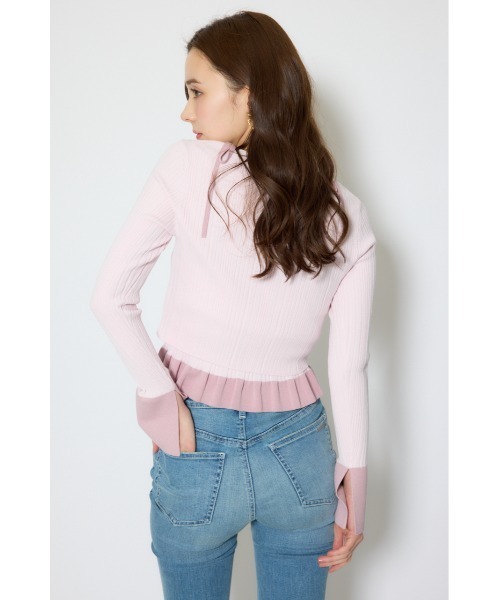 rienda(リエンダ)の「ペプラムキャミセットニットカーディガン 春服(ニット/セーター・レディース・ライトピンク/ブラック/イエロー・FREE)」の12枚目の写真