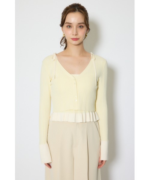 rienda(リエンダ)の「ペプラムキャミセットニットカーディガン 春服(ニット/セーター・レディース・ライトピンク/ブラック/イエロー・FREE)」の22枚目の写真