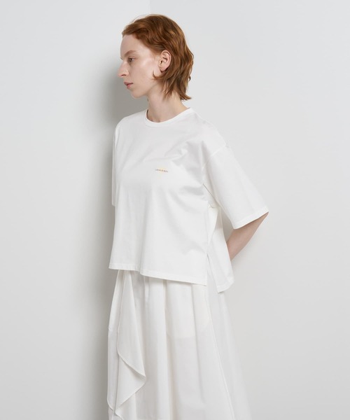 LANVIN en Bleu(ランバンオンブルー)の「ワンポイントロゴTシャツ(Tシャツ/カットソー・レディース・ピンク/カーキ/オフホワイト・38)」の7枚目の写真