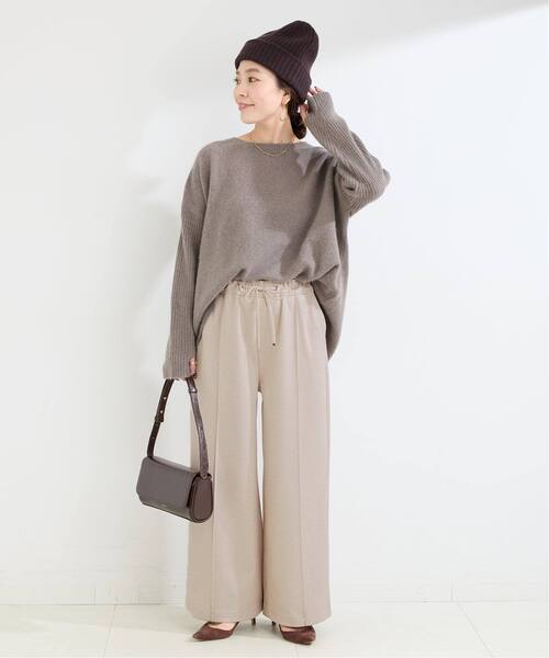 B.C STOCK（ベーセーストック）の「《追加》ウォッシャブル / センターシーム起毛パンツ（スウェットパンツ・レディース・チャコールグレー/ベージュ・MEDIUM/SMALL）」の21枚目の写真