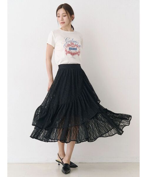 Now me. by NYLON JAPAN（ナウミーバイナイロンジャパン）の「アシメフリルスカート（スカート・レディース・ブラック/ブルー/ホワイト・FREE）」の2枚目の写真