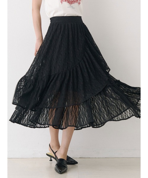 Now me. by NYLON JAPAN（ナウミーバイナイロンジャパン）の「アシメフリルスカート（スカート・レディース・ブラック/ブルー/ホワイト・FREE）」の5枚目の写真