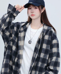 EFFECTION（エフェクション）の「【neos】フード付き チェックシャツ パーカー メンズ ルーズシルエット オンブレー オーバーサイズ ユニセックス（シャツ/ブラウス）」