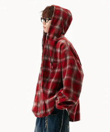 EFFECTION（エフェクション）の「【neos】フード付き チェックシャツ パーカー メンズ ルーズシルエット オンブレー オーバーサイズ ユニセックス（シャツ/ブラウス）」