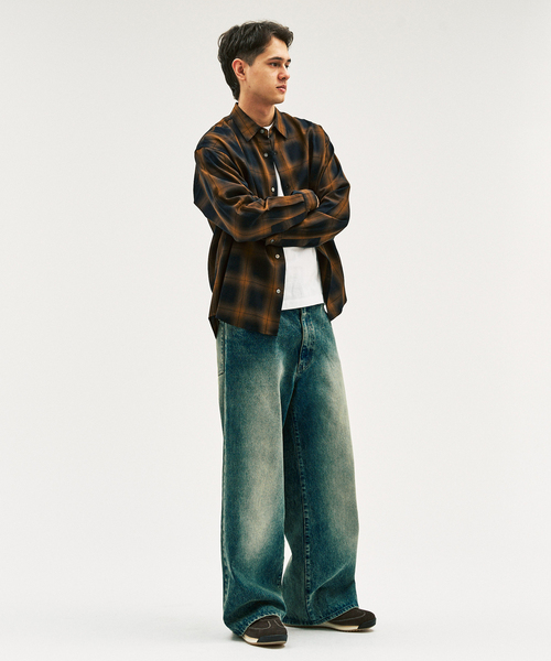 417 EDIFICE（フォーワンセブンエディフィス）の「オンブレーチェック レギュラーシャツ（シャツ/ブラウス・メンズ・ベージュ/カーキ/ブラウン・MEDIUM/LARGE）」の9枚目の写真