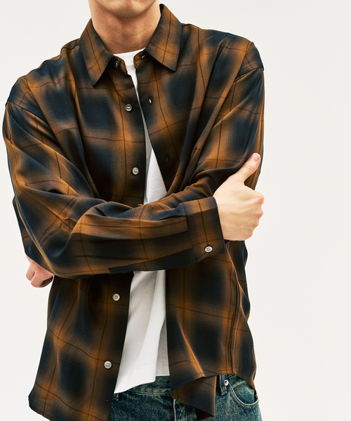 417 EDIFICE（フォーワンセブンエディフィス）の「オンブレーチェック レギュラーシャツ（シャツ/ブラウス・メンズ・ベージュ/カーキ/ブラウン・MEDIUM/LARGE）」の13枚目の写真