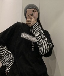 ゼブラ柄レイヤード T シャツ