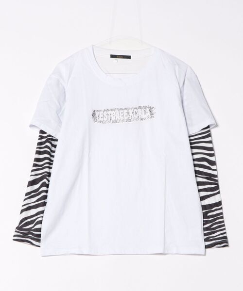 Ritzy(リッツィー)の「ゼブラ柄レイヤード T シャツ(Tシャツ/カットソー・レディース・ブラック/ホワイト・L/M)」の19枚目の写真