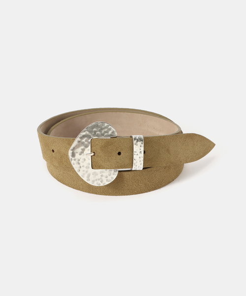 Spick & Span（スピックアンドスパン）の「LEFIJE/レフィエ 30mm スウェードレザーベルト（ベルト・レディース・カーキ/グレー・80）」の2枚目の写真