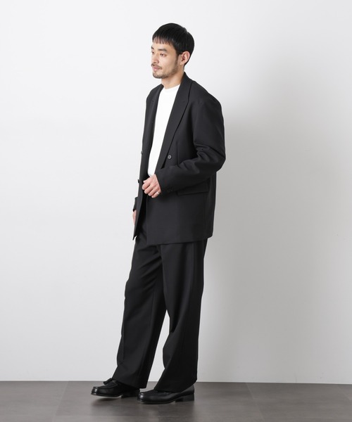 NANO universe（ナノユニバース）の「Reflax(R)オックスダブルブレストジャケット（セットアップ可）（テーラードジャケット・メンズ・ブラック/カーキ/ベージュ・M/L）」の6枚目の写真