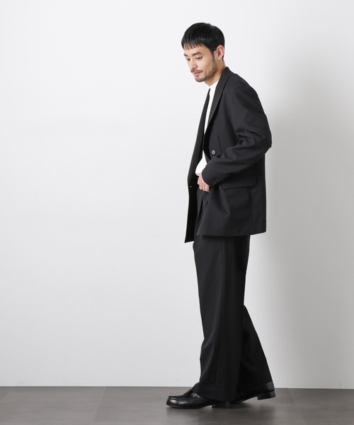 NANO universe（ナノユニバース）の「Reflax(R)オックスダブルブレストジャケット（セットアップ可）（テーラードジャケット・メンズ・ブラック/カーキ/ベージュ・M/L）」の7枚目の写真