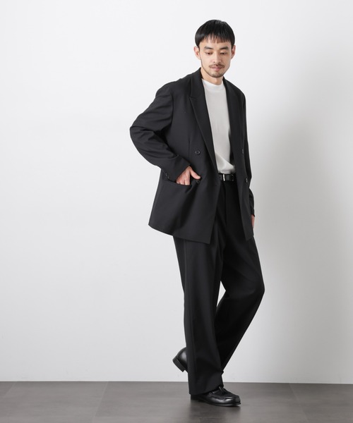 NANO universe（ナノユニバース）の「Reflax(R)オックスダブルブレストジャケット（セットアップ可）（テーラードジャケット・メンズ・ブラック/カーキ/ベージュ・M/L）」の5枚目の写真