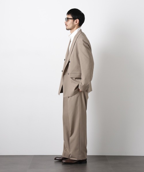 NANO universe（ナノユニバース）の「Reflax(R)オックスダブルブレストジャケット（セットアップ可）（テーラードジャケット・メンズ・ブラック/カーキ/ベージュ・M/L）」の22枚目の写真