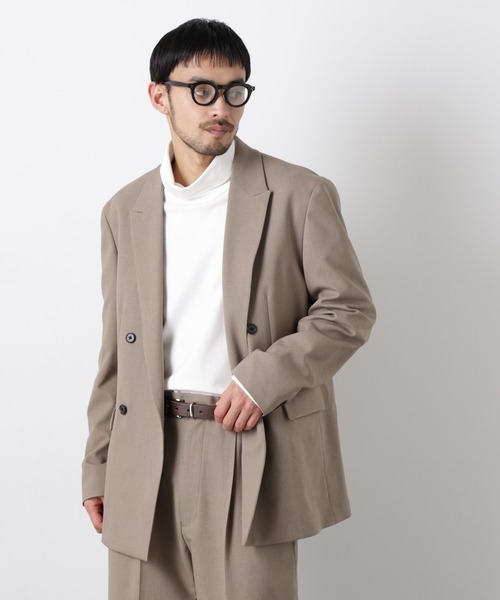 NANO universe（ナノユニバース）の「Reflax(R)オックスダブルブレストジャケット（セットアップ可）（テーラードジャケット・メンズ・ブラック/カーキ/ベージュ・M/L）」の17枚目の写真