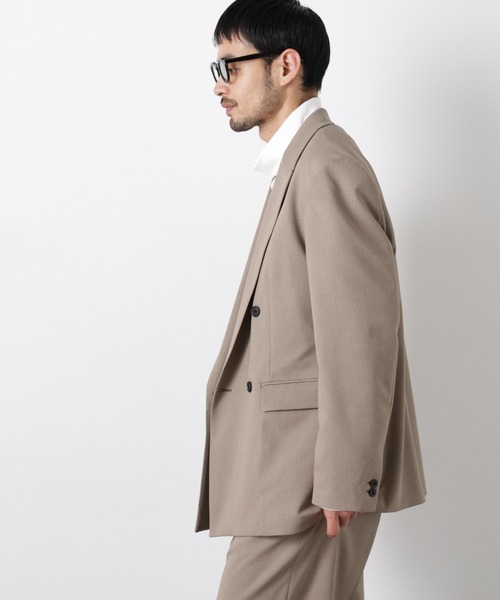 NANO universe（ナノユニバース）の「Reflax(R)オックスダブルブレストジャケット（セットアップ可）（テーラードジャケット・メンズ・ブラック/カーキ/ベージュ・M/L）」の18枚目の写真