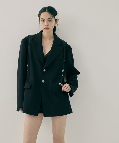 tanakadaisuke（タナカダイスケ）の「【tanakadaisuke/タナカダイスケ】garter collar peaked lapel jacket/ギャザーカラーピークドラペルジャケット（その他アウター・レディース・ブラック/ブラウン・FREE）」の2枚目の写真